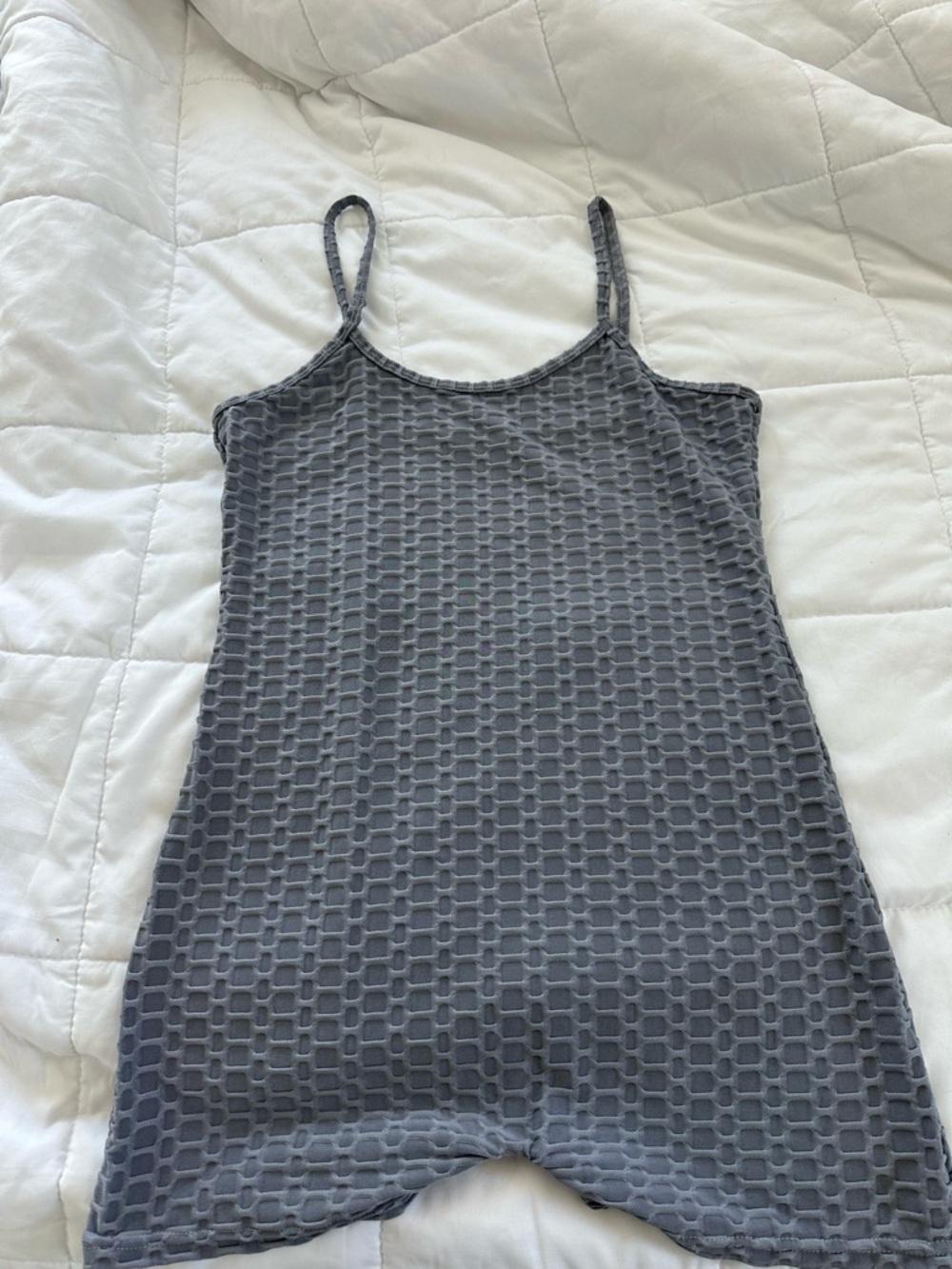 Textured Gray Spaghetti Strap Romper